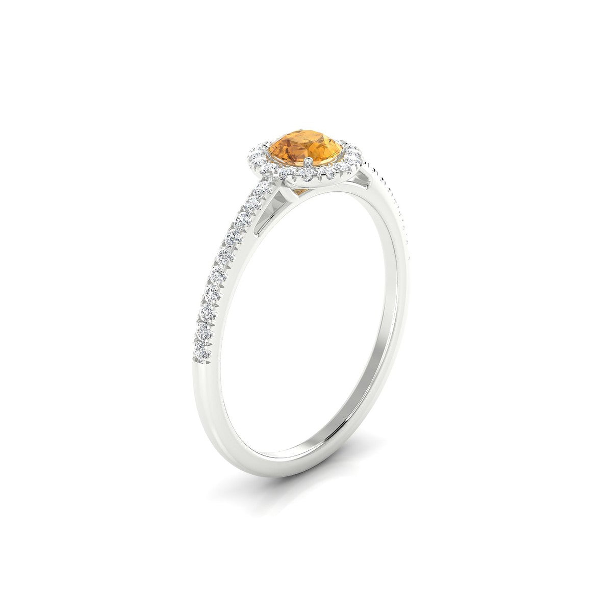 Sunrise | 18k White Gold 4.5 mm Round Citrine Ring