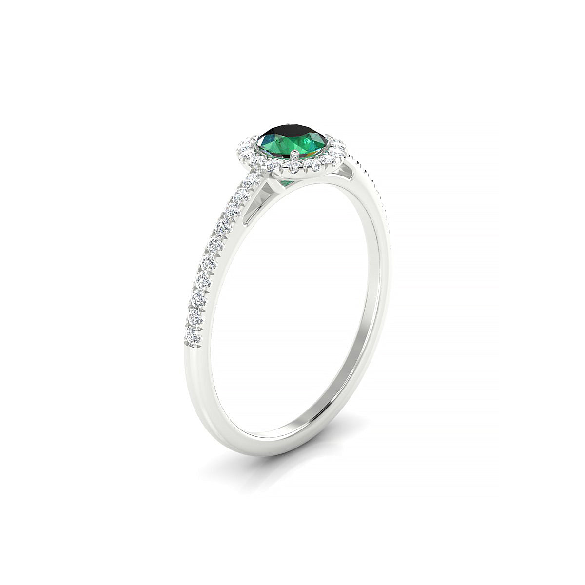 Sunrise | 18k White Gold 4.5 mm Round Emerald Ring