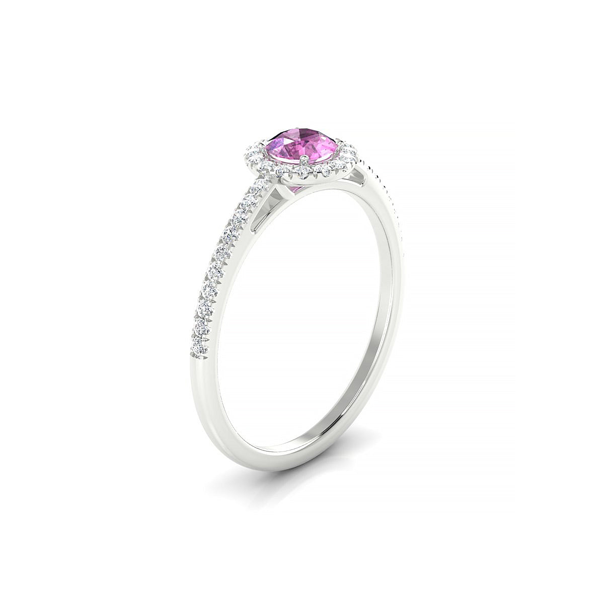 Sunrise | 18k White Gold 4.5 mm Round Pink Sapphire Ring