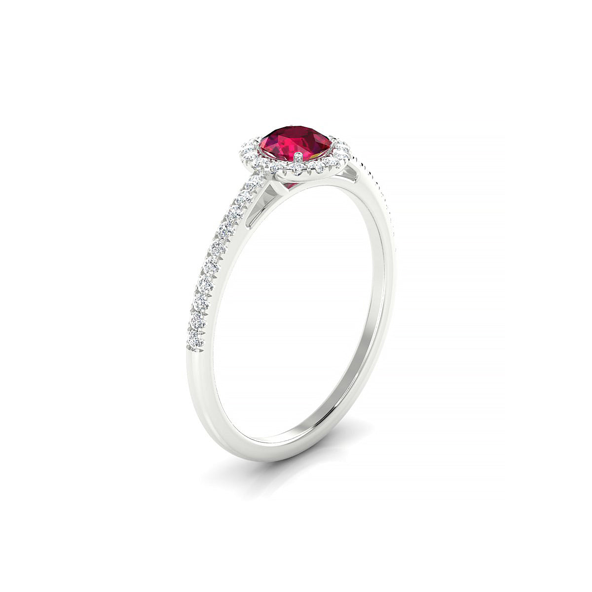 Sunrise | 18k White Gold 4.5 mm Round Ruby Ring