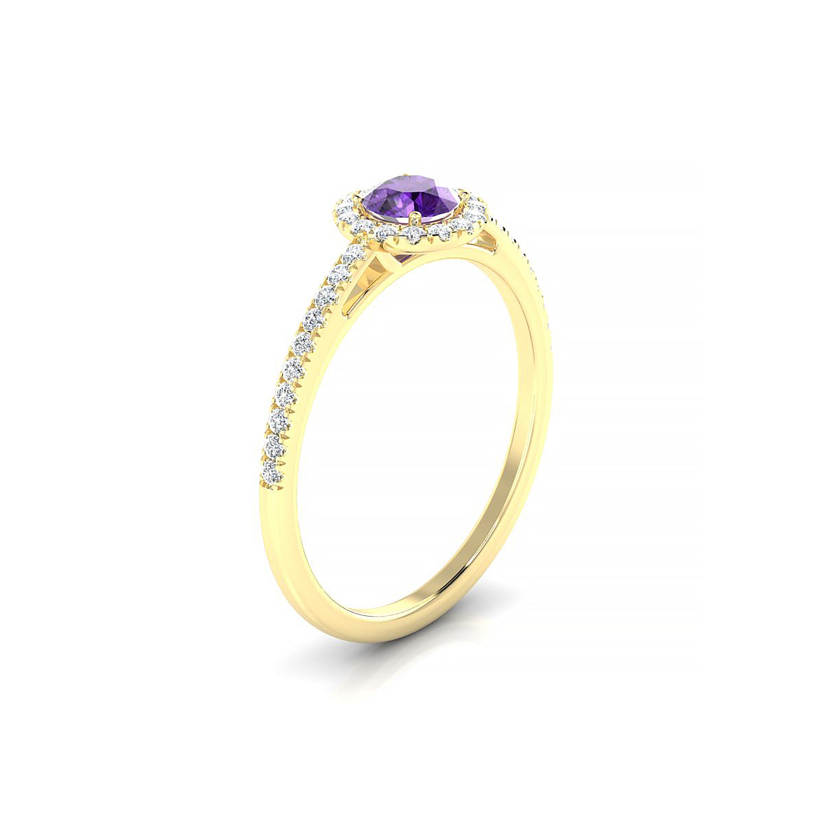 Sunrise | 18k Yellow Gold 4.5 mm Round Amethyst Ring