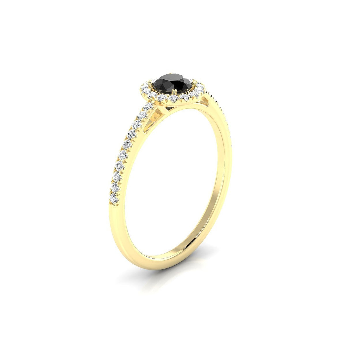 Sunrise | 18k Yellow Gold 4.5 mm Round Black Diamond Ring
