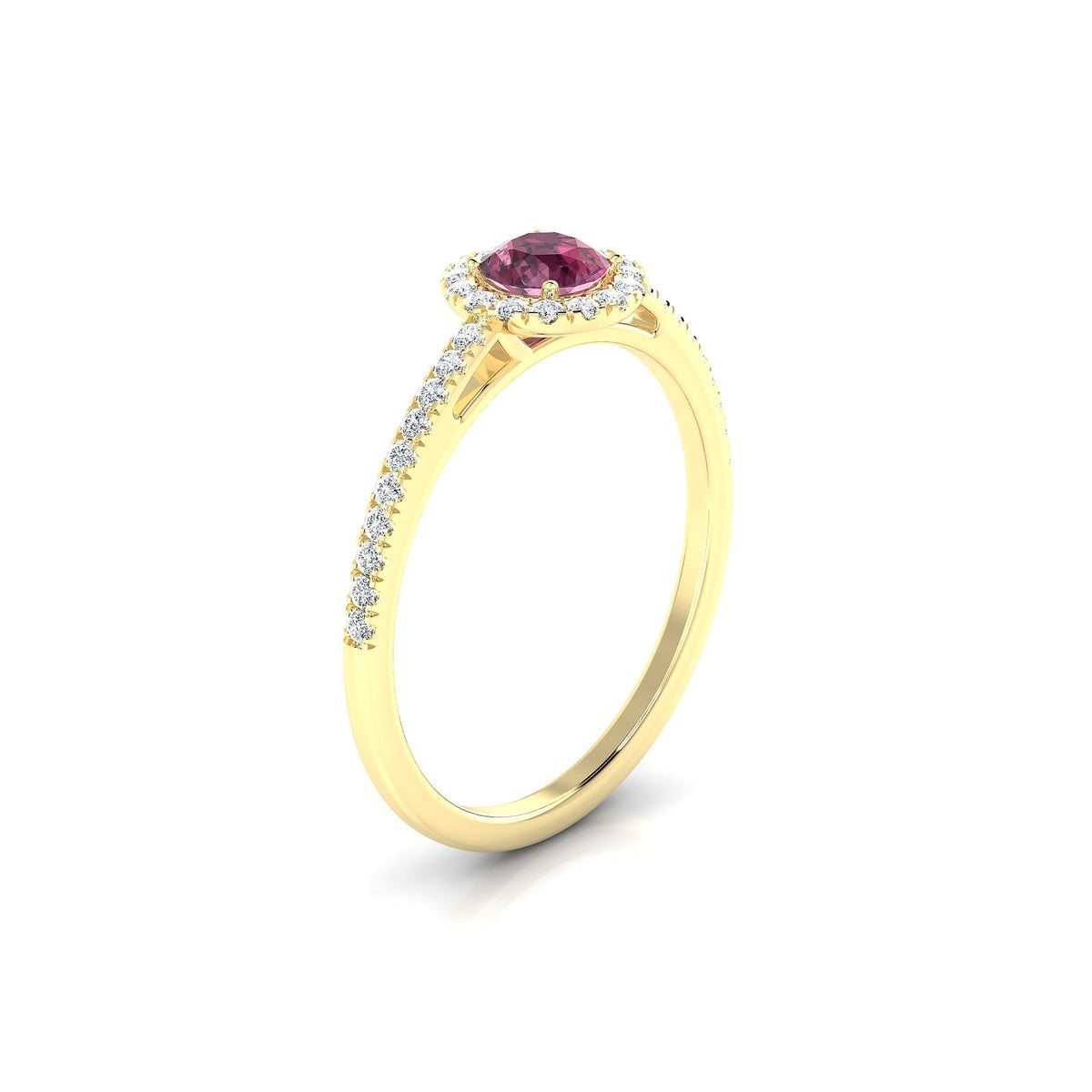 Sunrise | 18k Yellow Gold 4.5 mm Round Rhodolite Ring