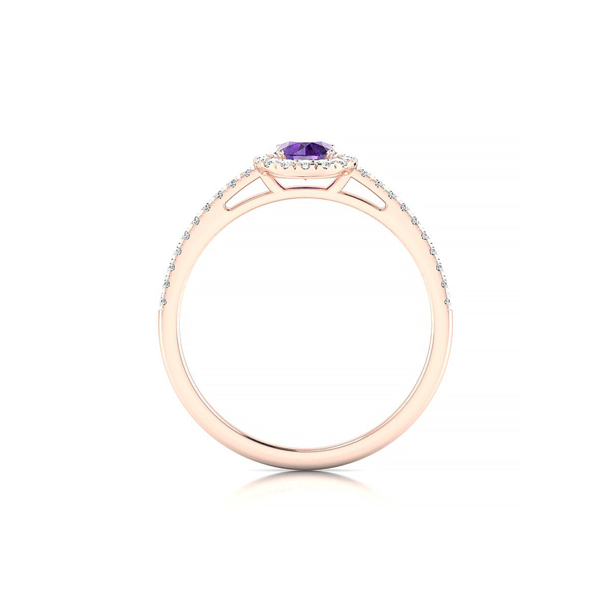Sunrise | 18k Rose Gold 4.5 mm Round Amethyst Ring