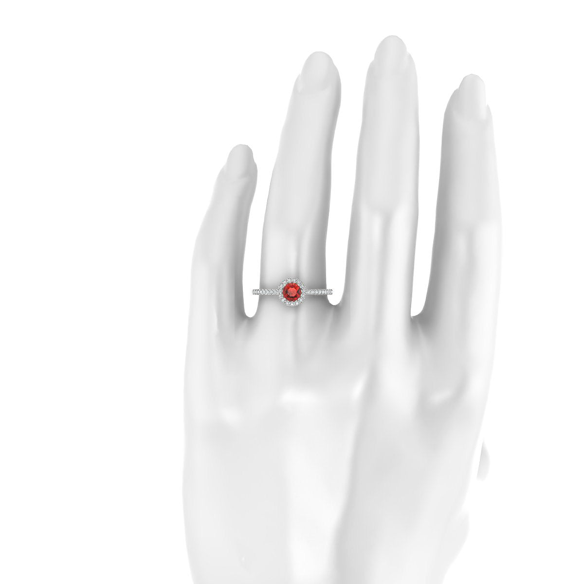 Sunrise | 18k White Gold 4.5 mm Round Garnet Ring