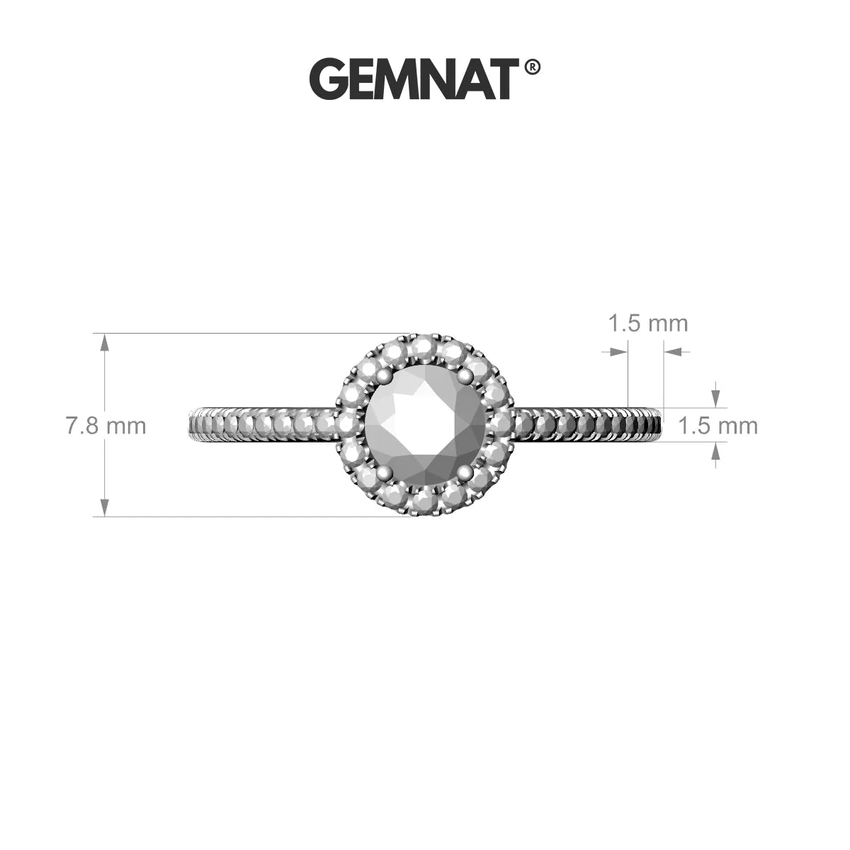 Sunrise | 18k White Gold 5.2 mm Round Diamond Ring