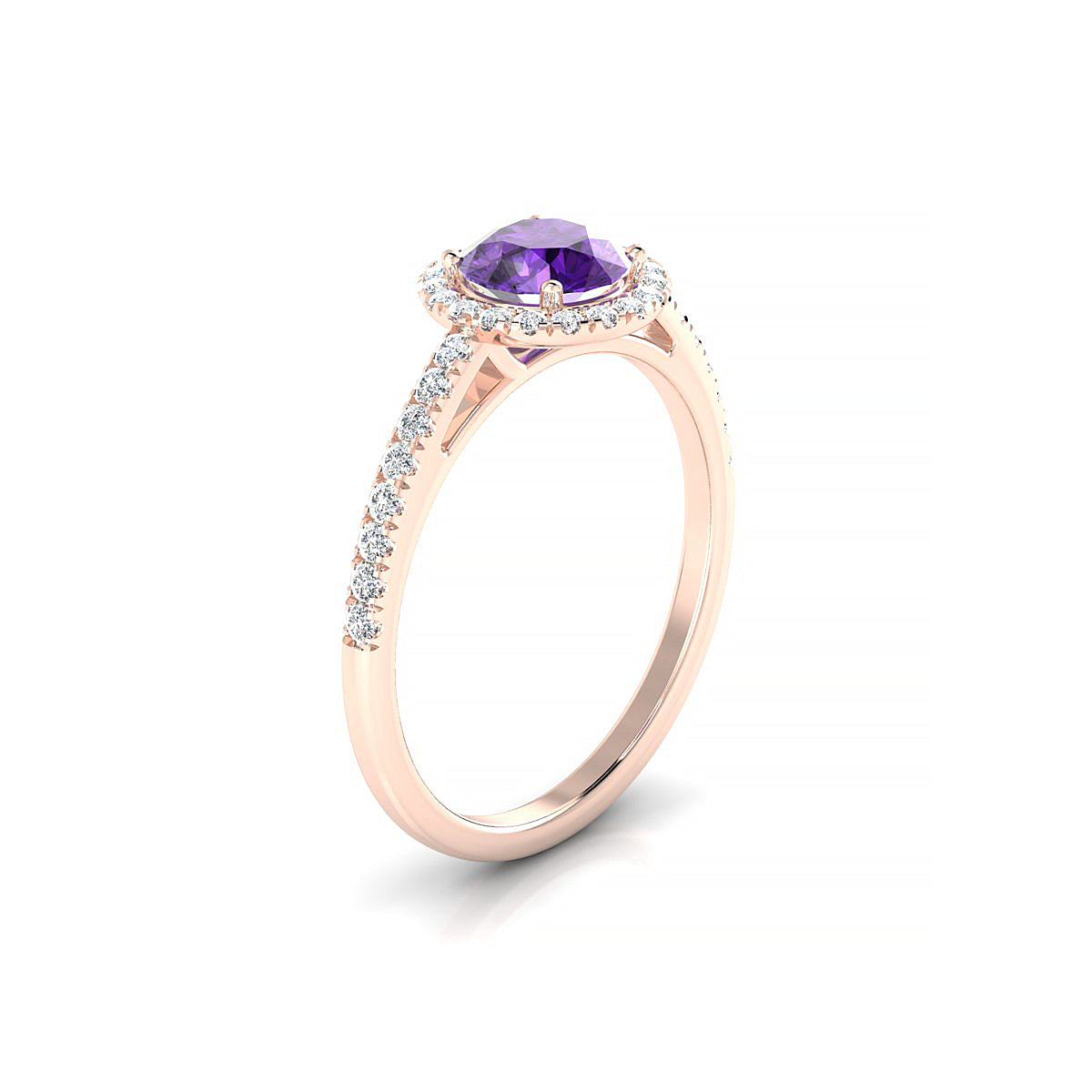 Sunrise | 18k Rose Gold 6 mm Round Amethyst Ring
