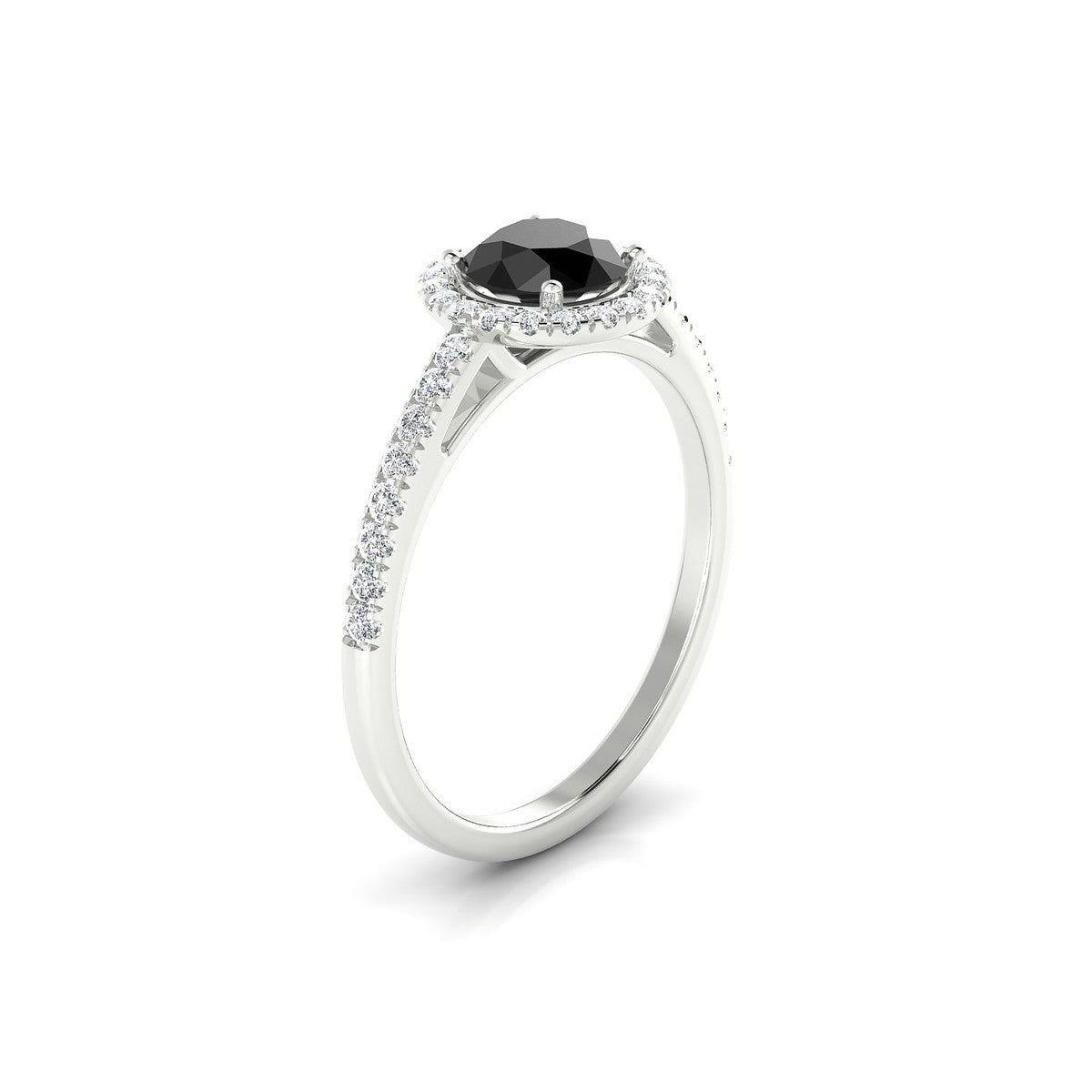 Sunrise | 18k White Gold 6 mm Round Black Diamond Ring