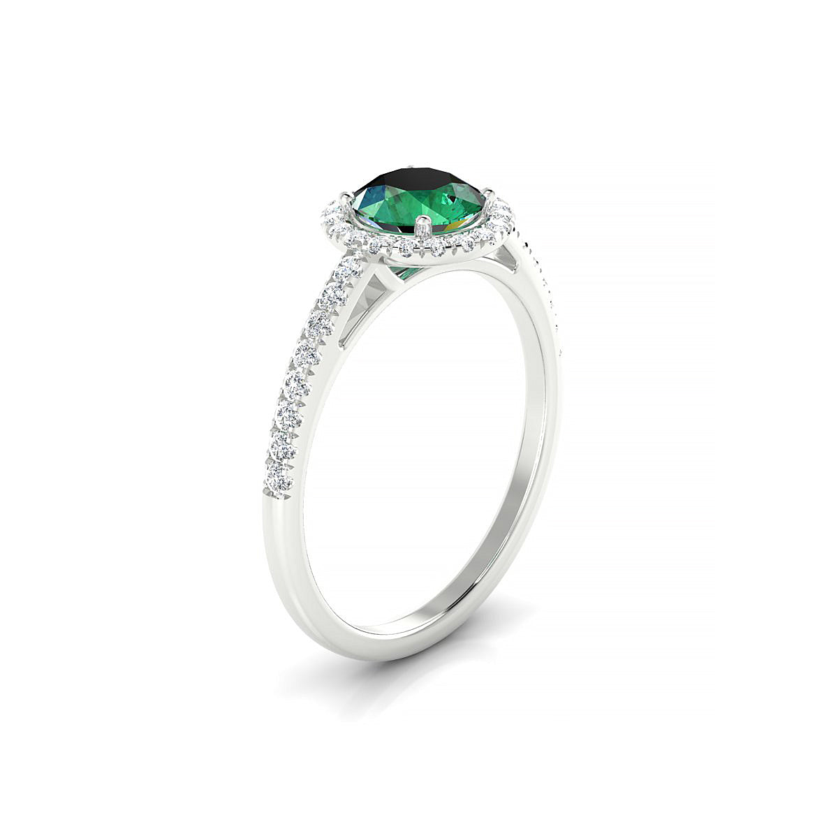 Sunrise | 18k White Gold 6 mm Round Emerald Ring