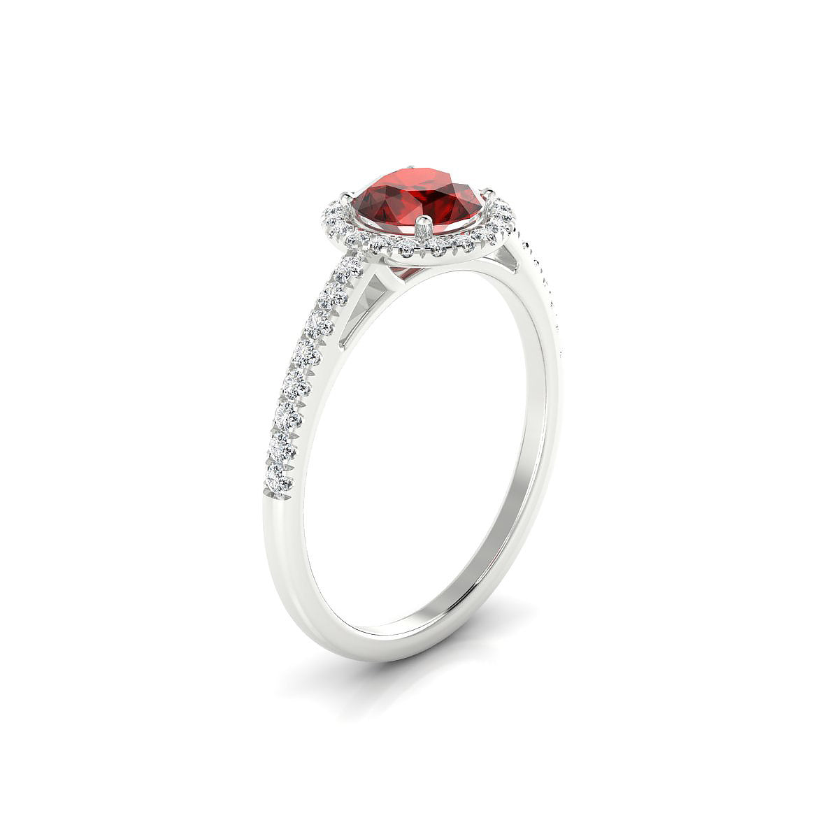 Sunrise | 18k White Gold 6 mm Round Garnet Ring