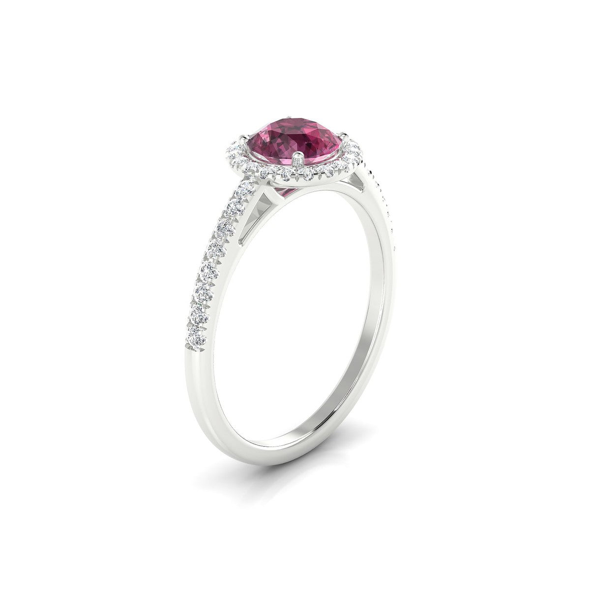 Sunrise | 18k White Gold 6 mm Round Rhodolite Ring