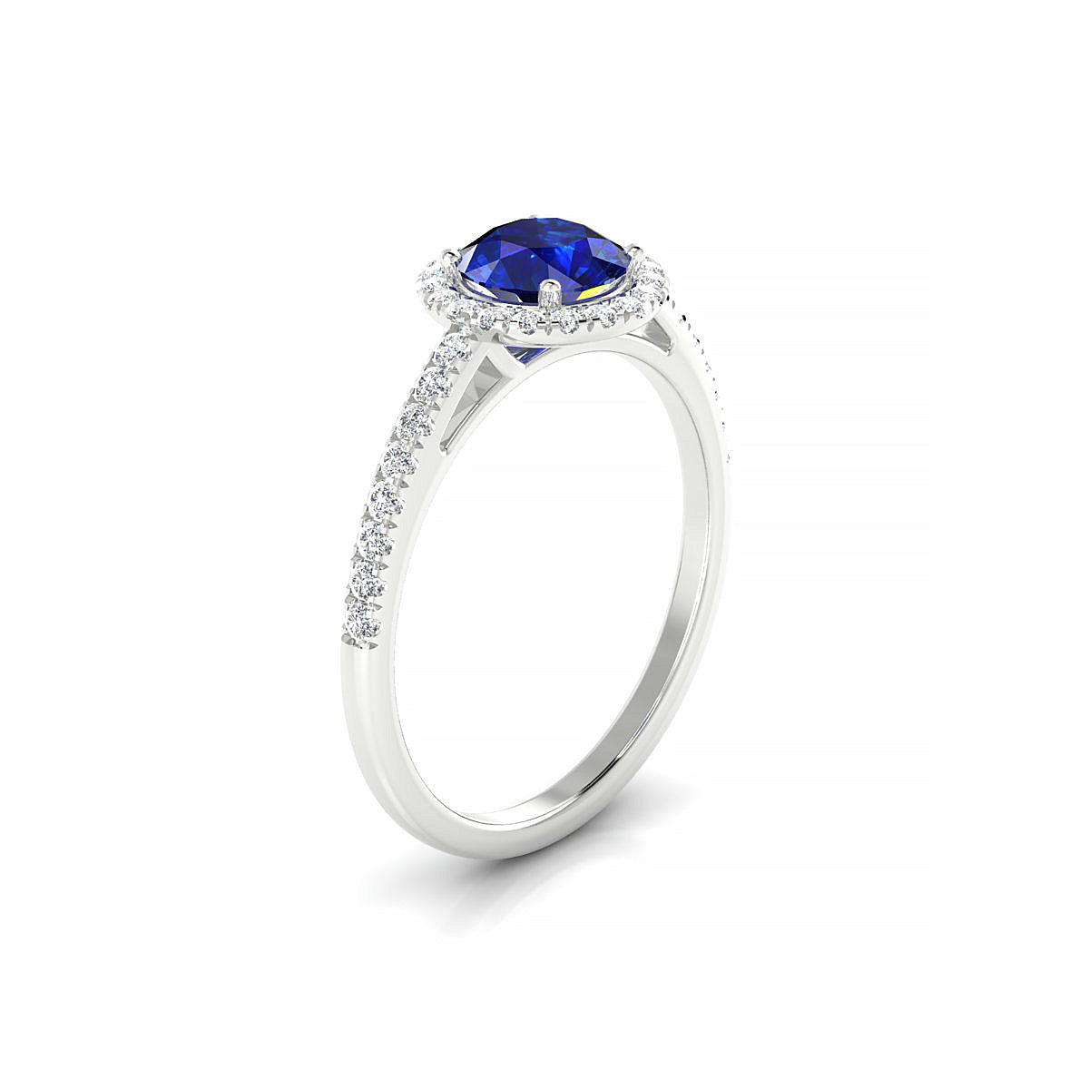 Sunrise | 18k White Gold 6 mm Round Sapphire Ring