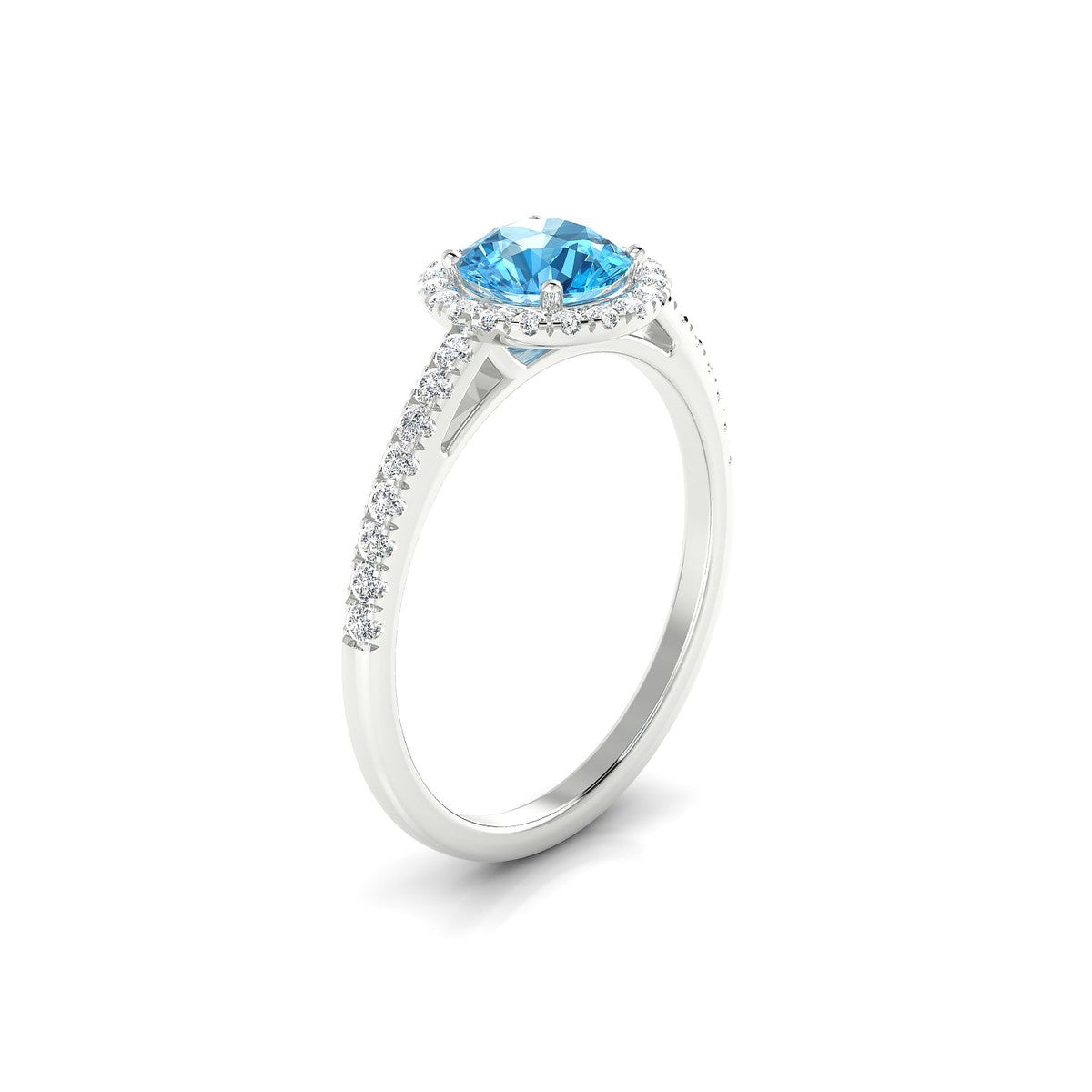 Sunrise | 18k White Gold 6 mm Round Topaz Ring