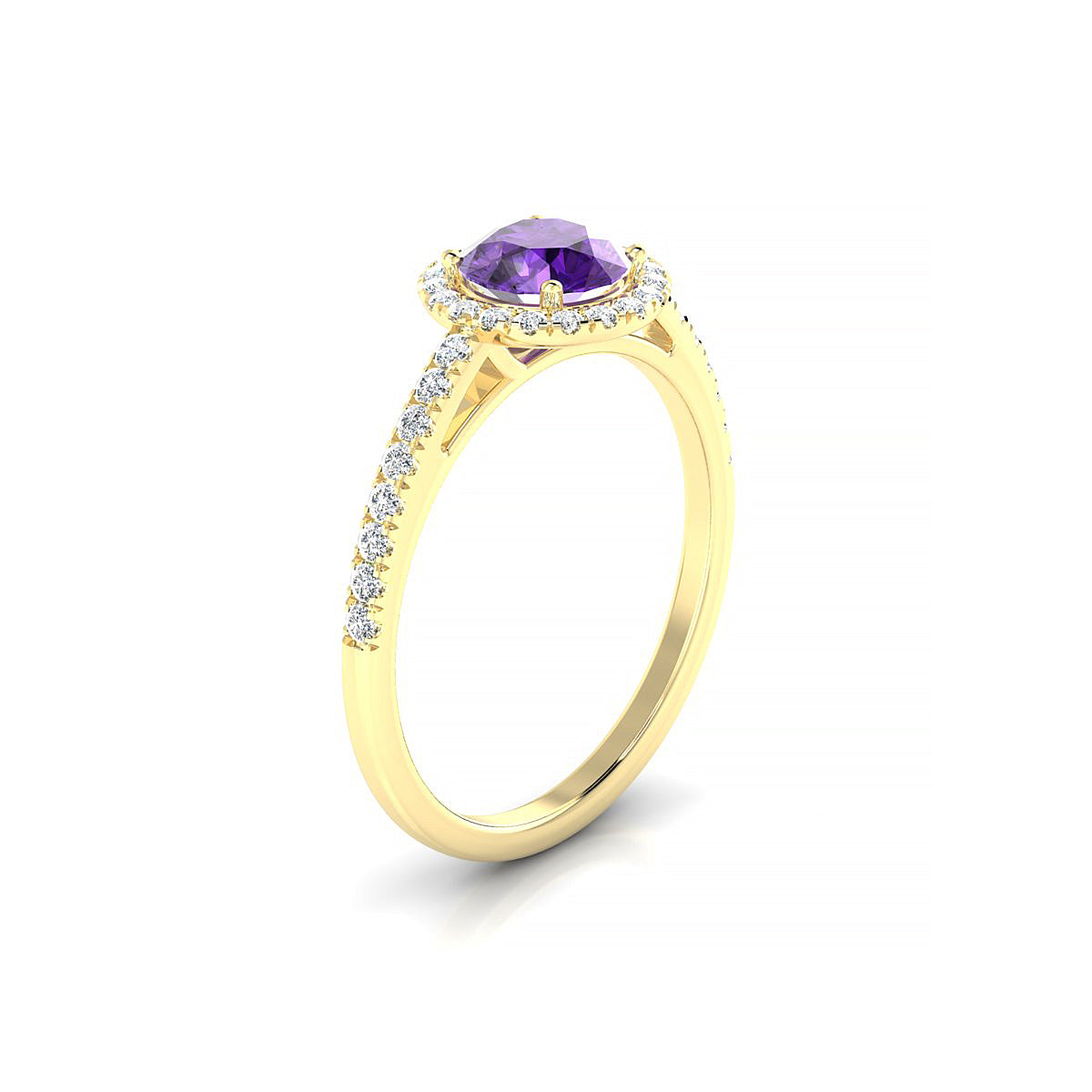 Sunrise | 18k Yellow Gold 6 mm Round Amethyst Ring