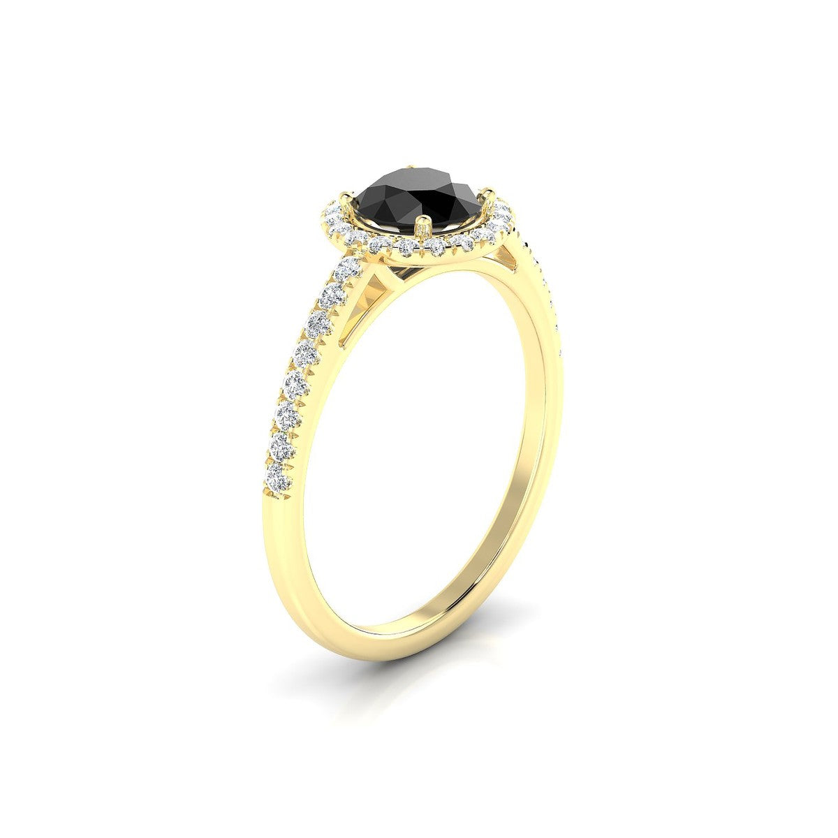 Sunrise | 18k Yellow Gold 6 mm Round Black Diamond Ring