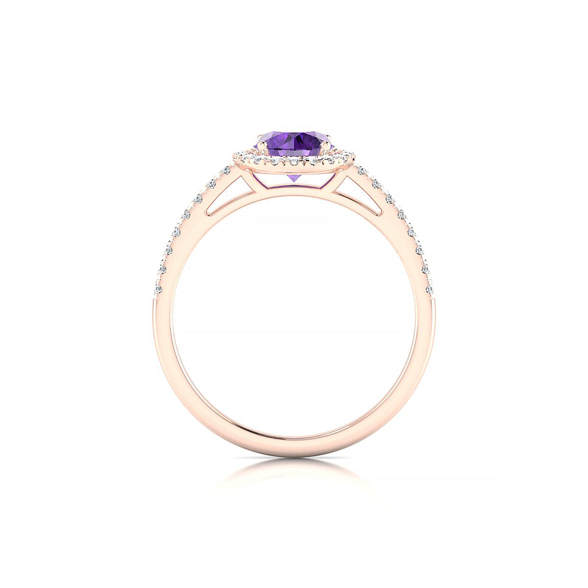 Sunrise | 18k Rose Gold 6 mm Round Amethyst Ring