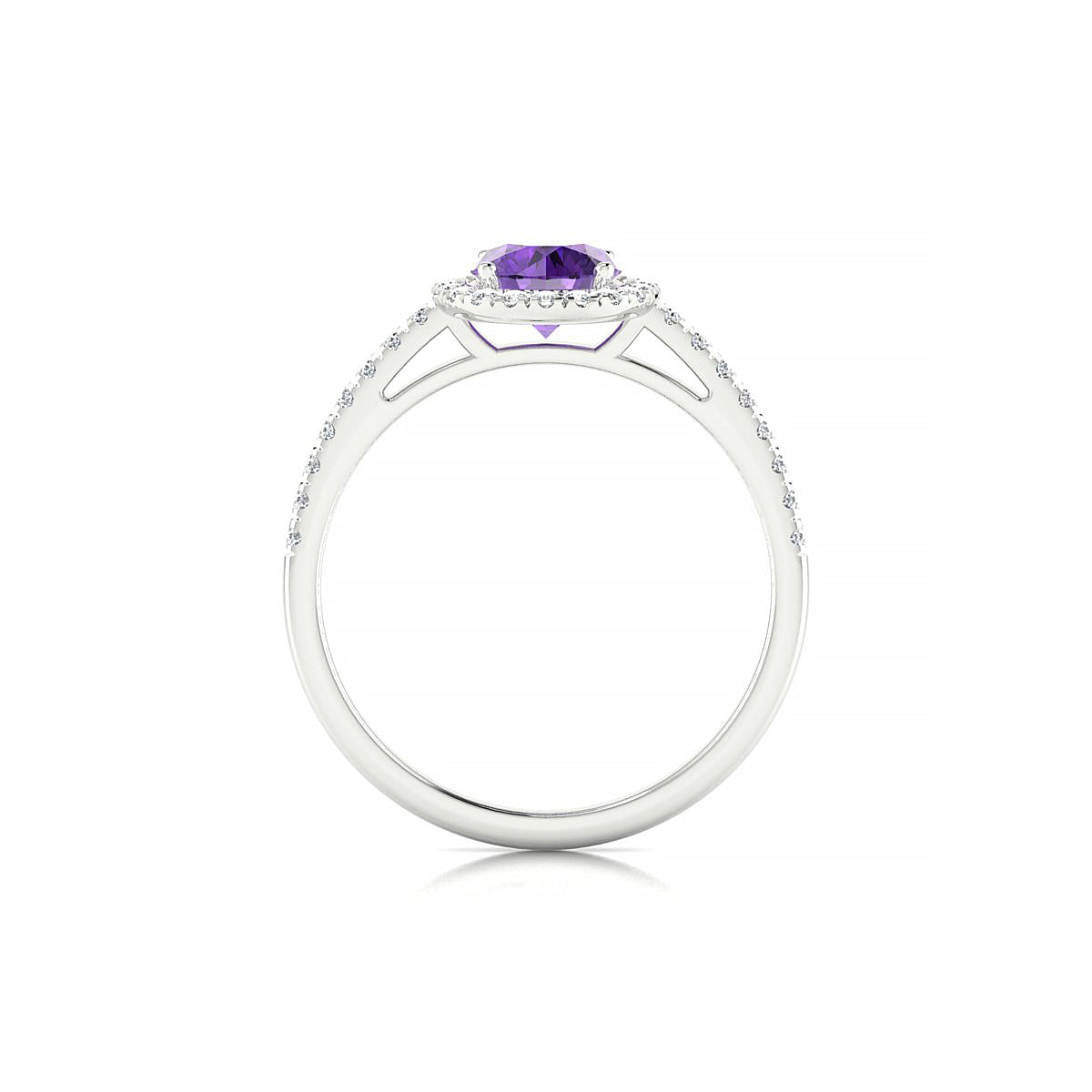 Sunrise | 18k White Gold 6 mm Round Amethyst Ring