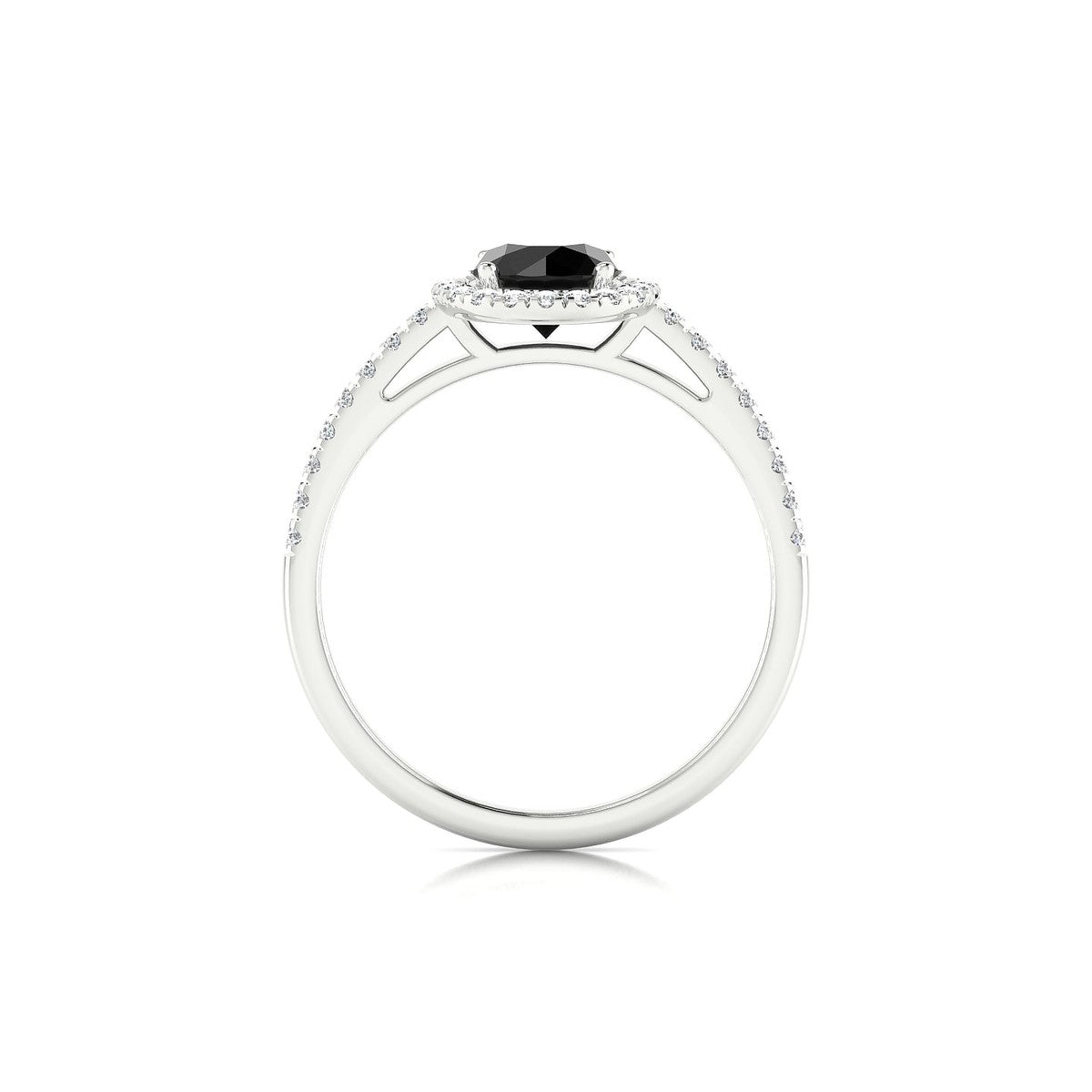 Sunrise | 18k White Gold 6 mm Round Black Diamond Ring