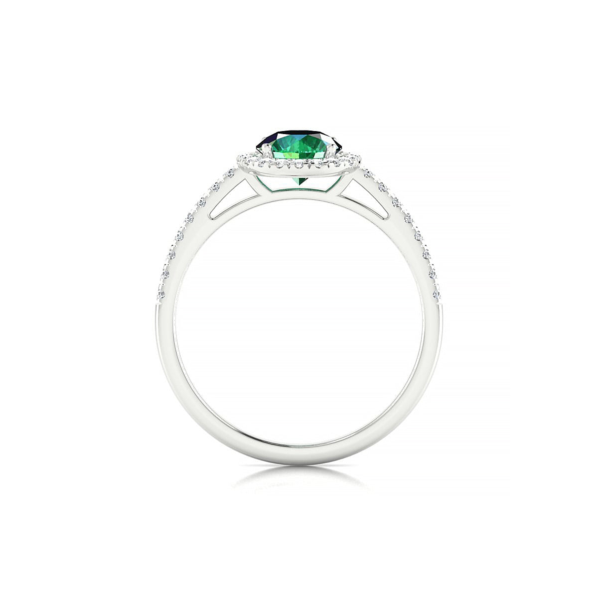 Sunrise | 18k White Gold 6 mm Round Emerald Ring