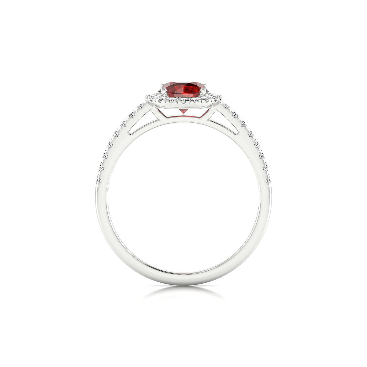Sunrise | 18k White Gold 6 mm Round Garnet Ring