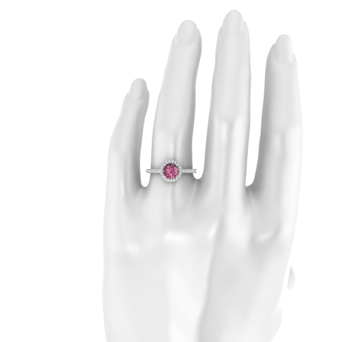 Sunrise | 18k White Gold 6 mm Round Rhodolite Ring