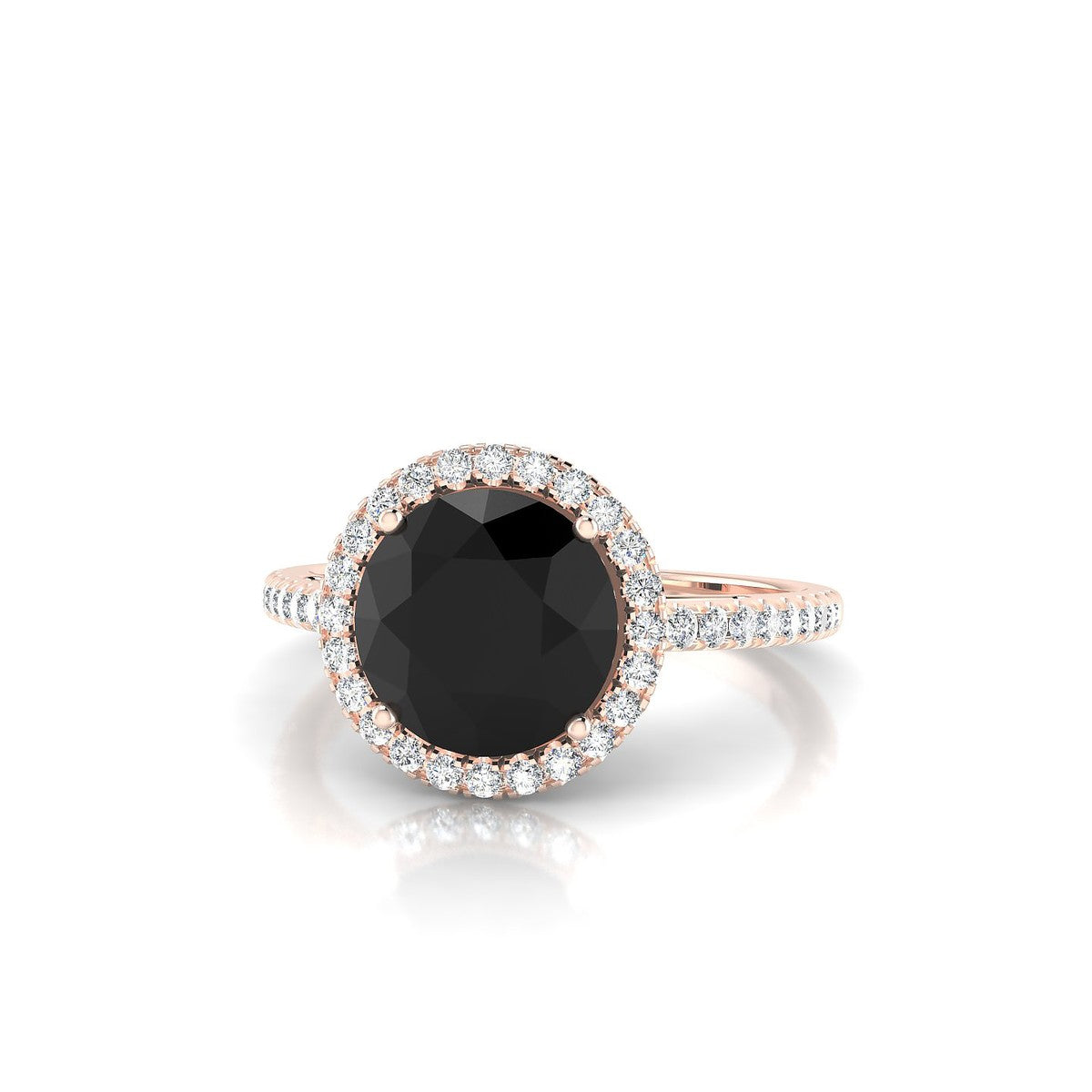 Sunrise | 18k Rose Gold 8 mm Round Black Diamond Ring
