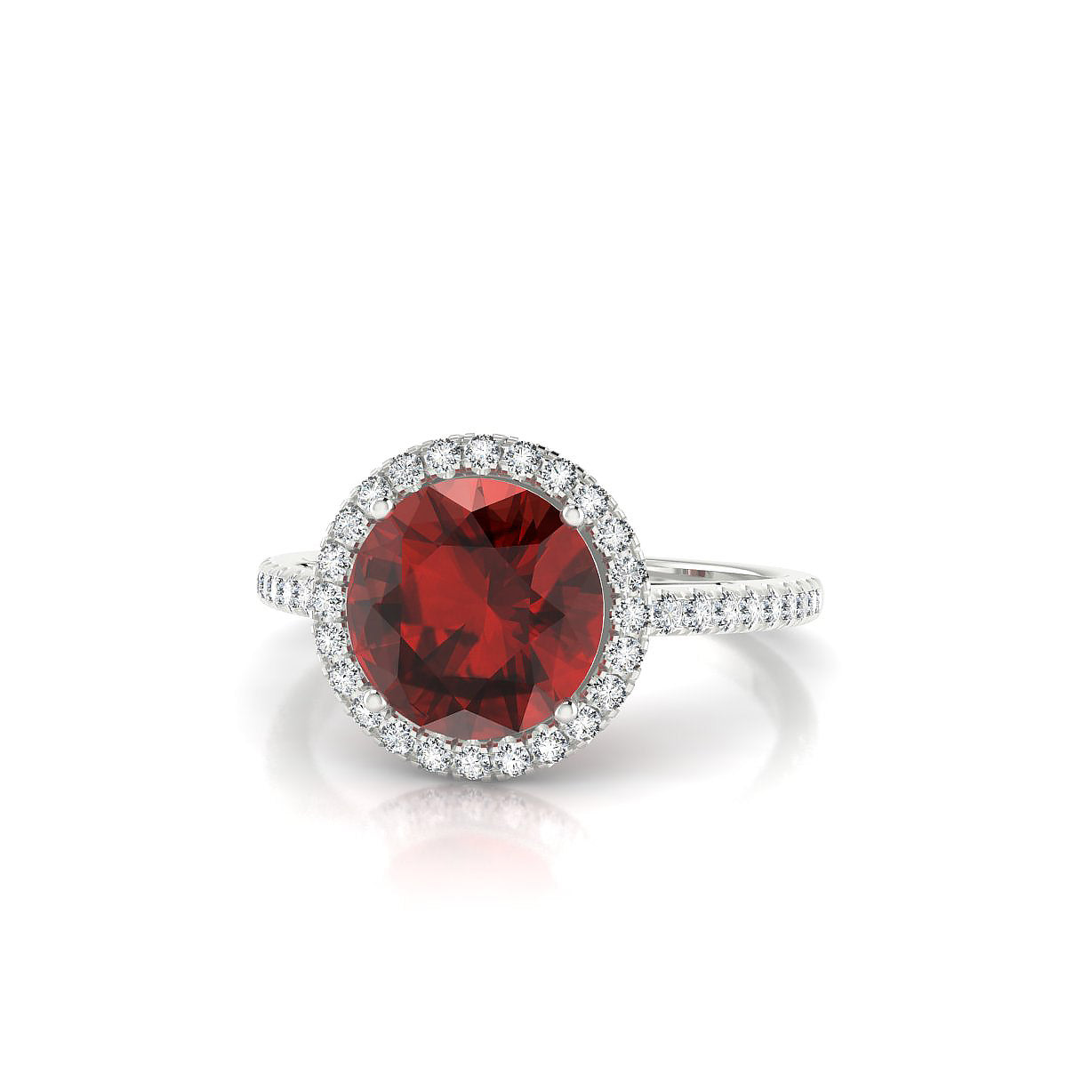 Sunrise | 18k White Gold 8 mm Round Garnet Ring
