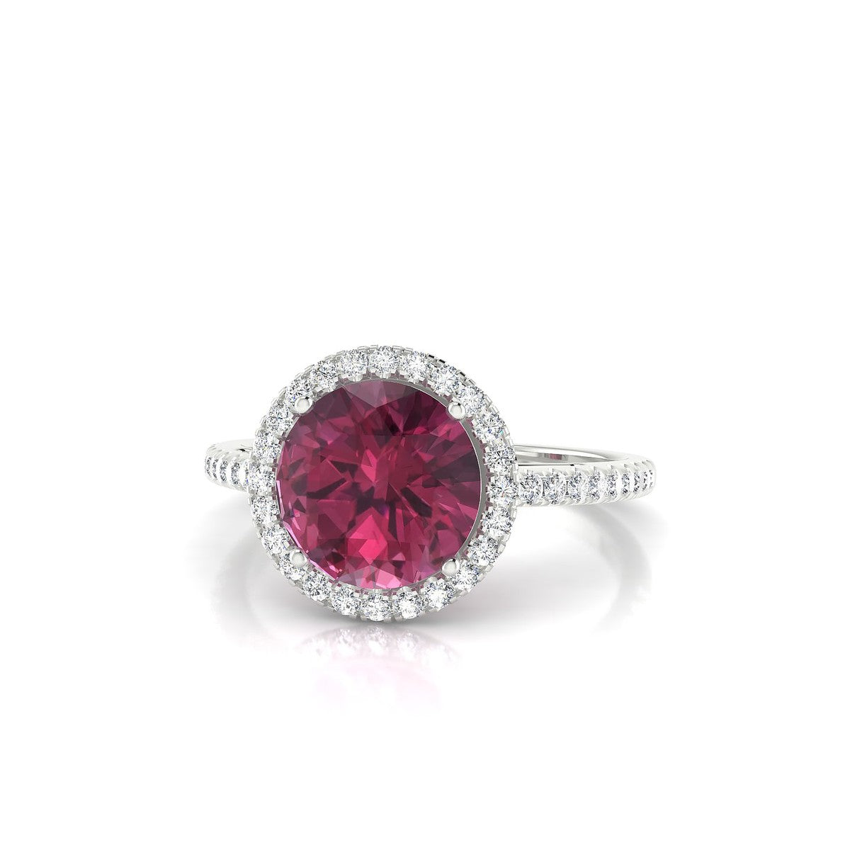 Sunrise | 18k White Gold 8 mm Round Rhodolite Ring