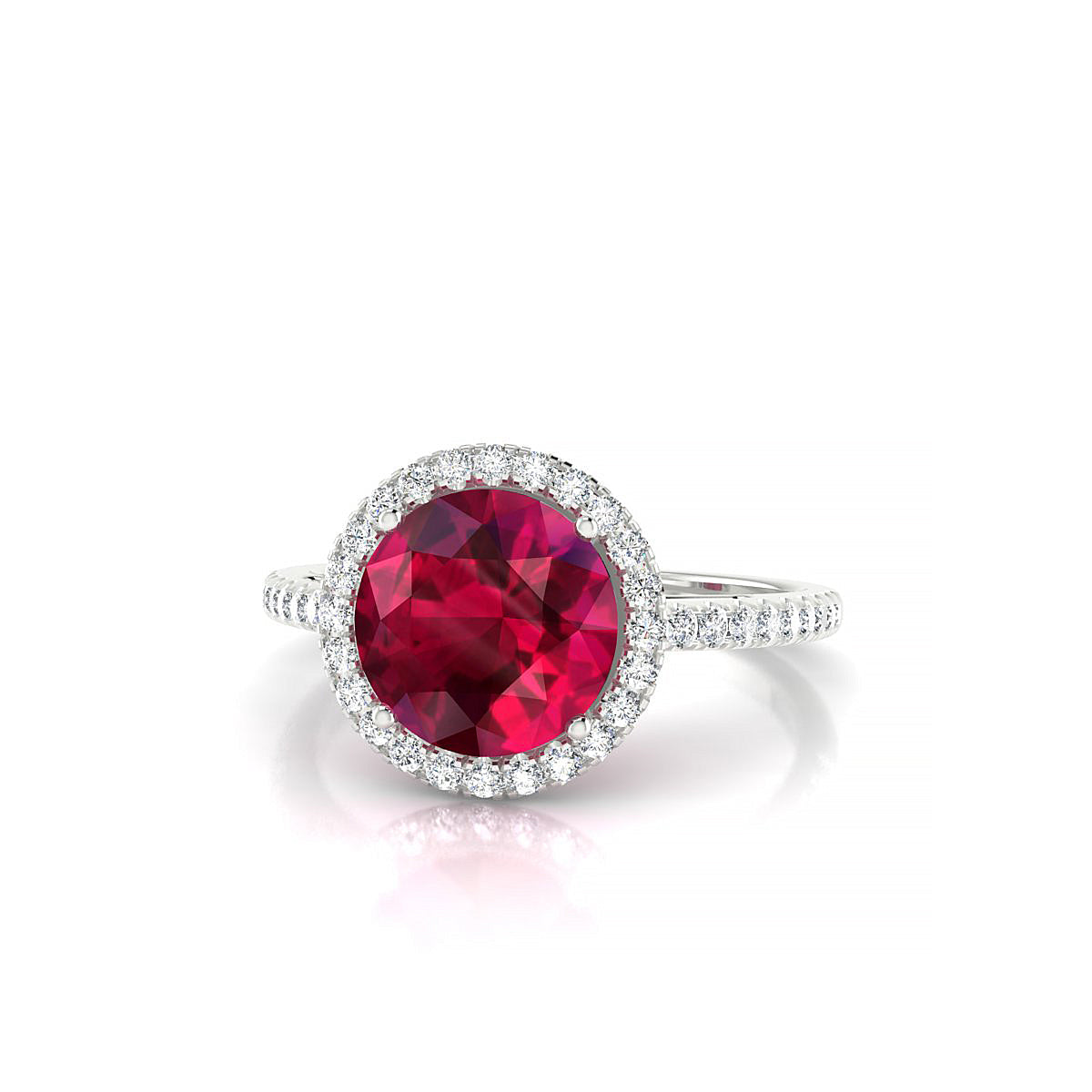 Sunrise | 18k White Gold 8 mm Round Ruby Ring