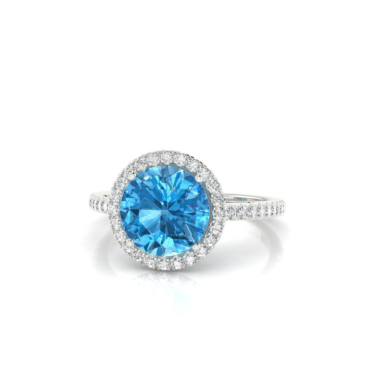 Sunrise | 18k White Gold 8 mm Round Topaz Ring