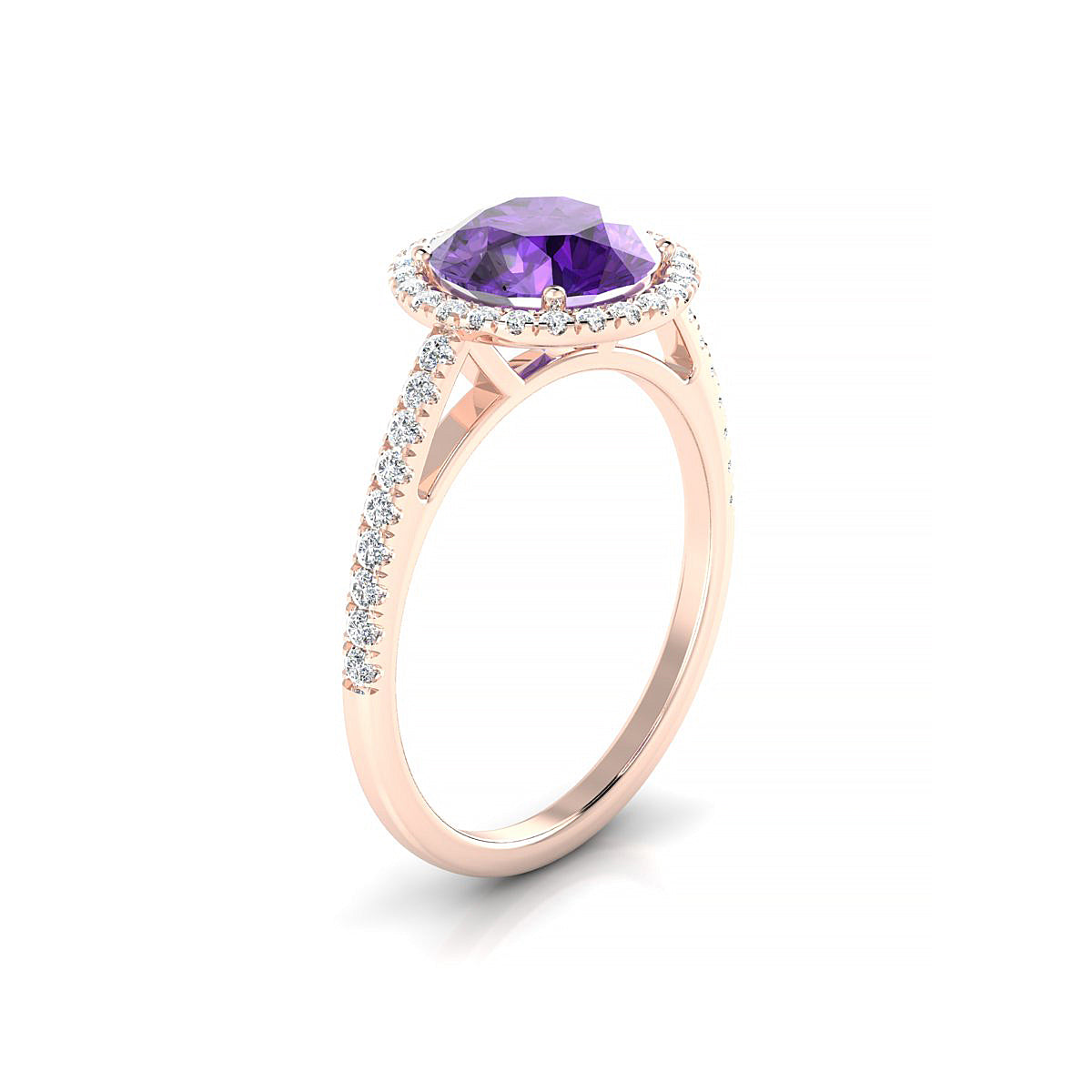 Sunrise | 18k Rose Gold 8 mm Round Amethyst Ring