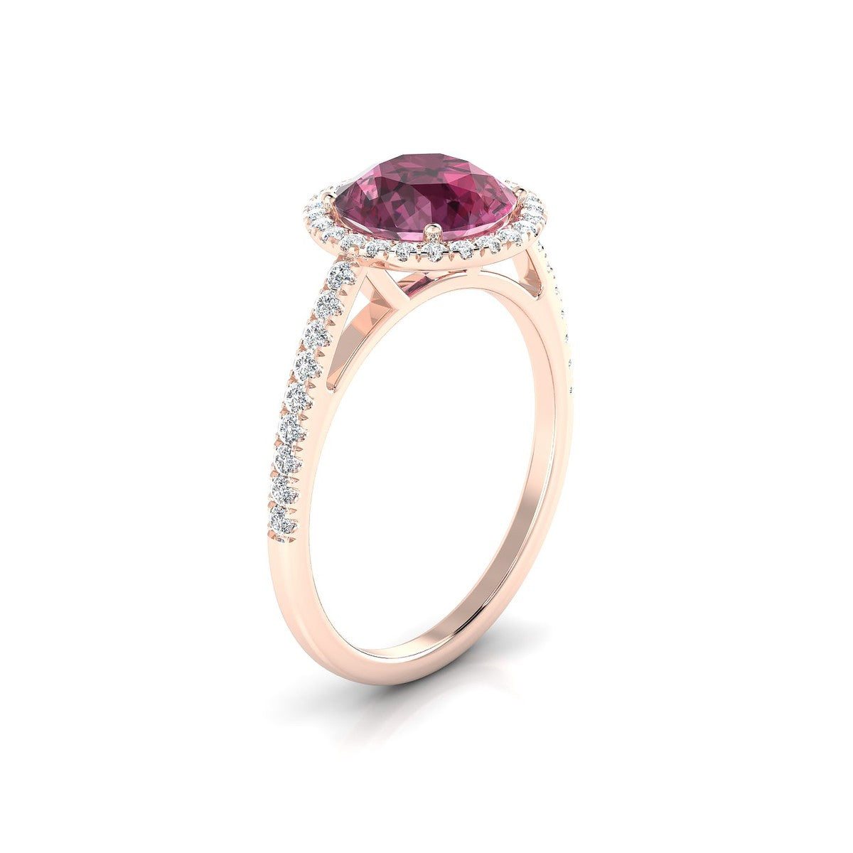 Sunrise | 18k Rose Gold 8 mm Round Rhodolite Ring