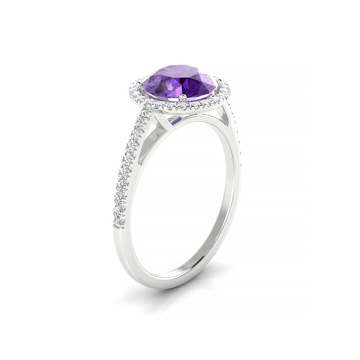 Sunrise | 18k White Gold 8 mm Round Amethyst Ring