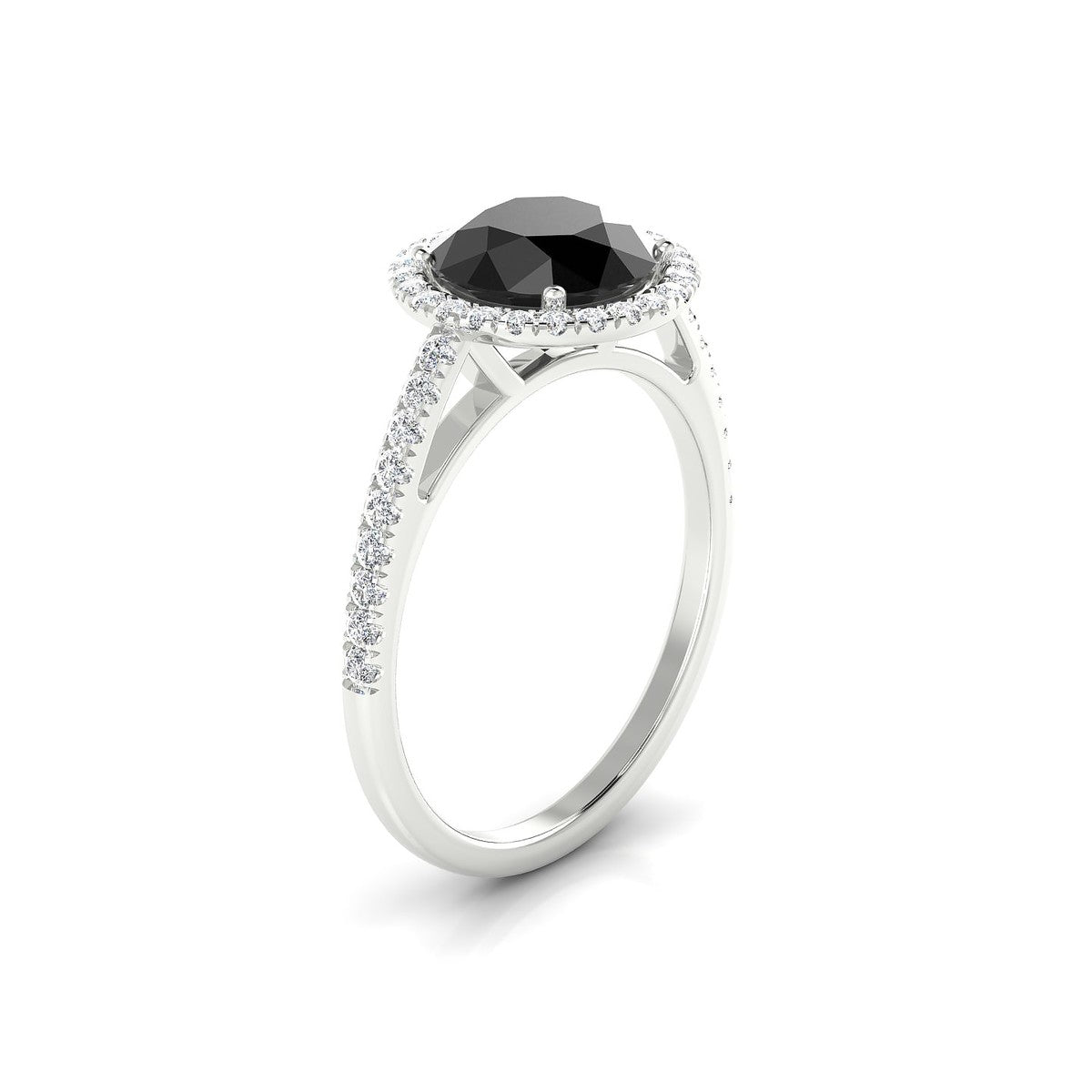 Sunrise | 18k White Gold 8 mm Round Black Diamond Ring