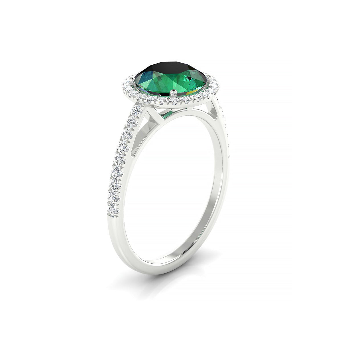 Sunrise | 18k White Gold 8 mm Round Emerald Ring