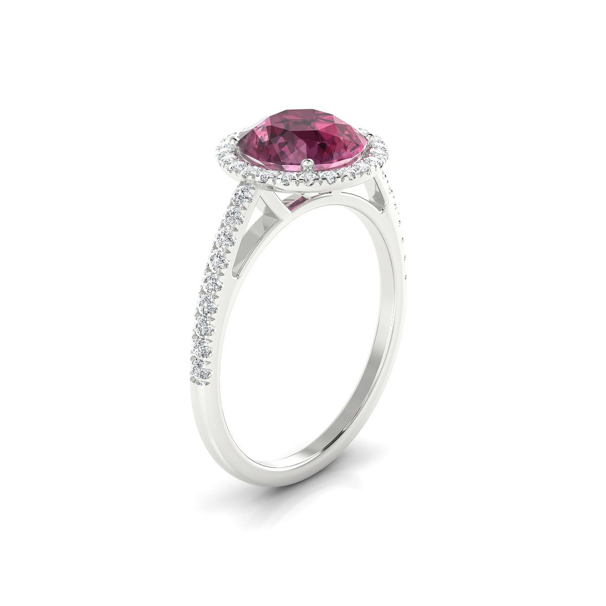 Sunrise | 18k White Gold 8 mm Round Rhodolite Ring
