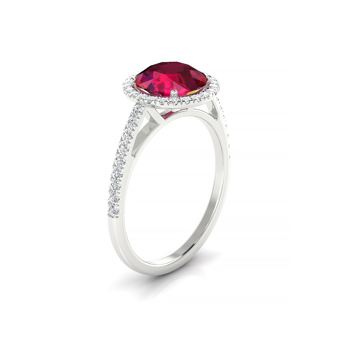 Sunrise | 18k White Gold 8 mm Round Ruby Ring