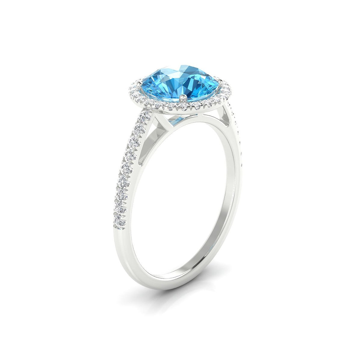 Sunrise | 18k White Gold 8 mm Round Topaz Ring