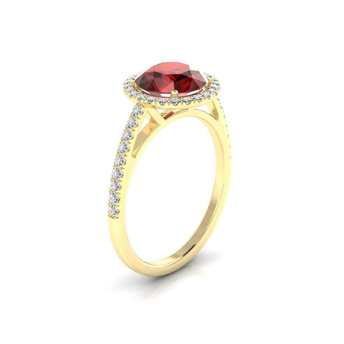 Sunrise | 18k Yellow Gold 8 mm Round Garnet Ring