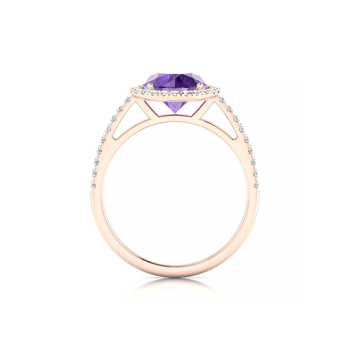 Sunrise | 18k Rose Gold 8 mm Round Amethyst Ring