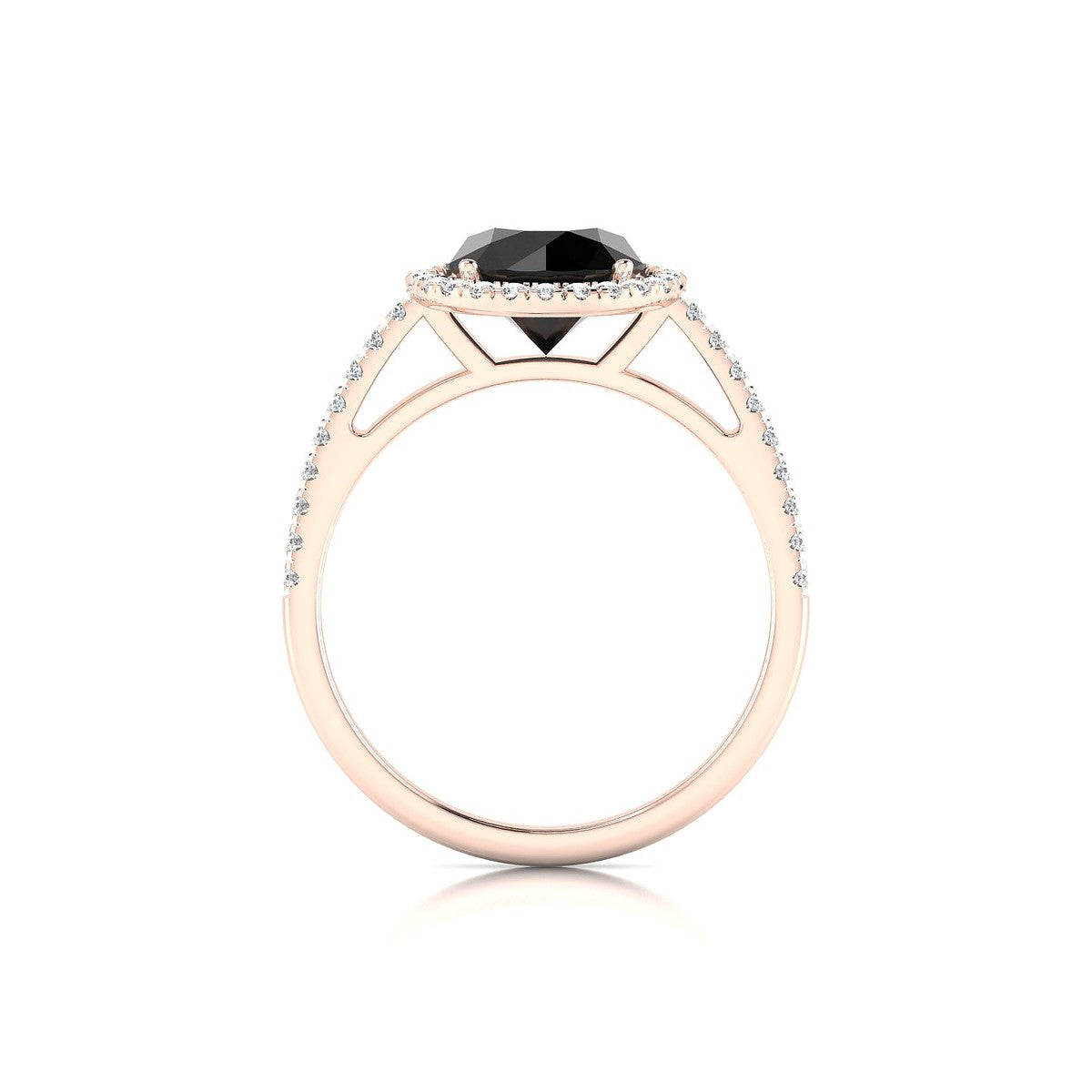 Sunrise | 18k Rose Gold 8 mm Round Black Diamond Ring