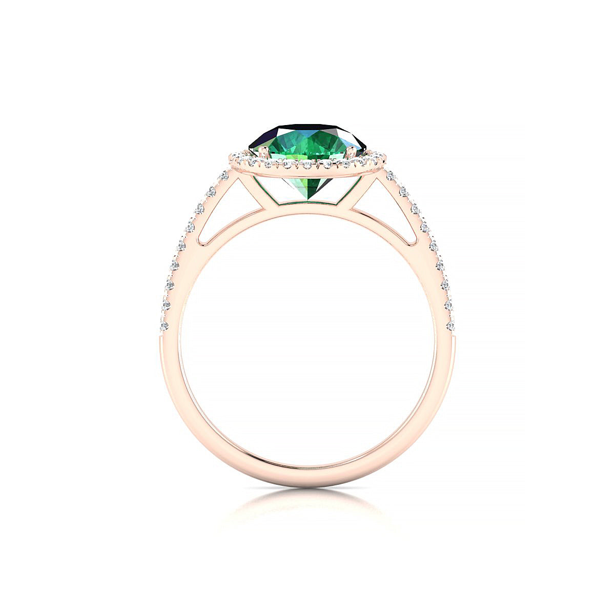 Sunrise | 18k Rose Gold 8 mm Round Emerald Ring