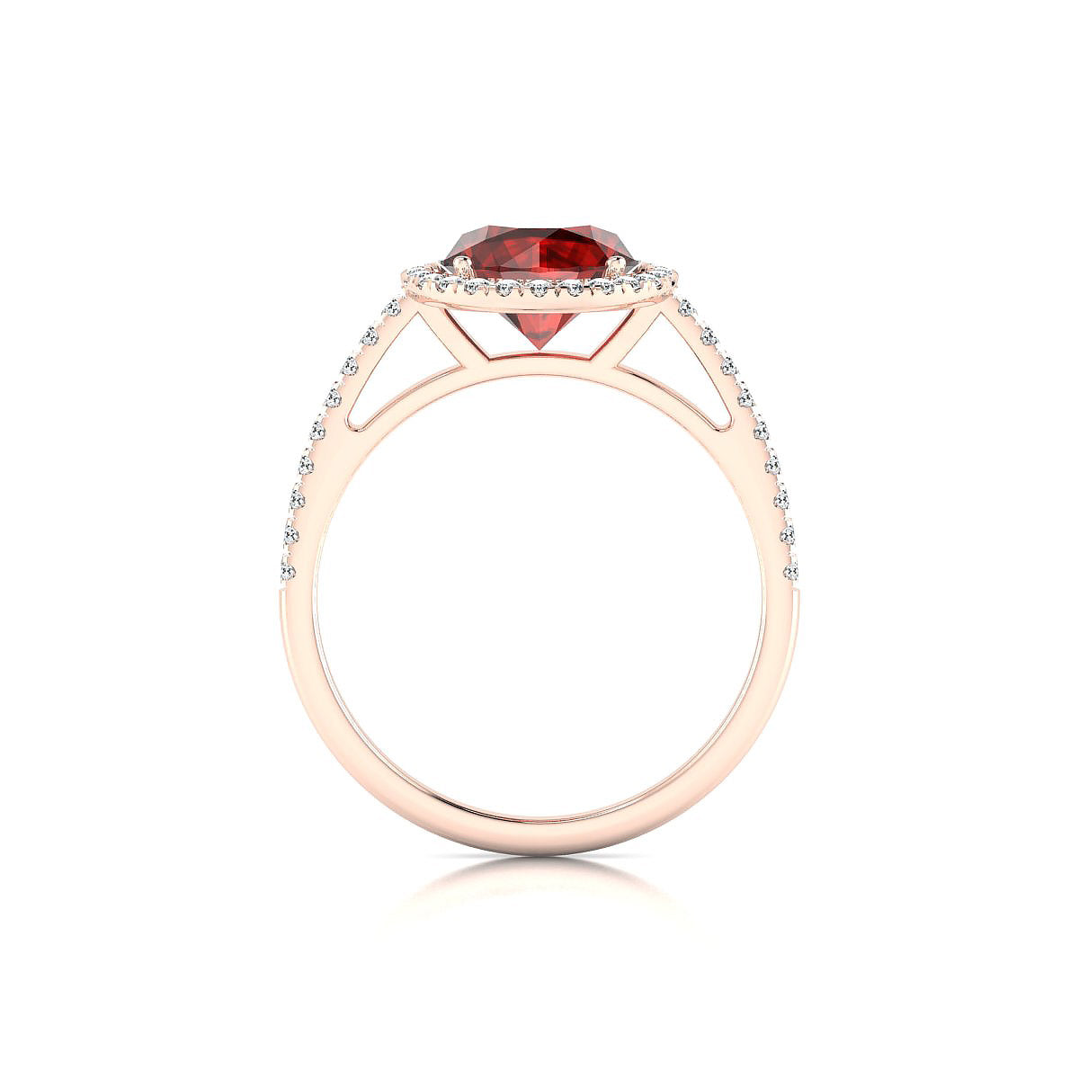 Sunrise | 18k Rose Gold 8 mm Round Garnet Ring