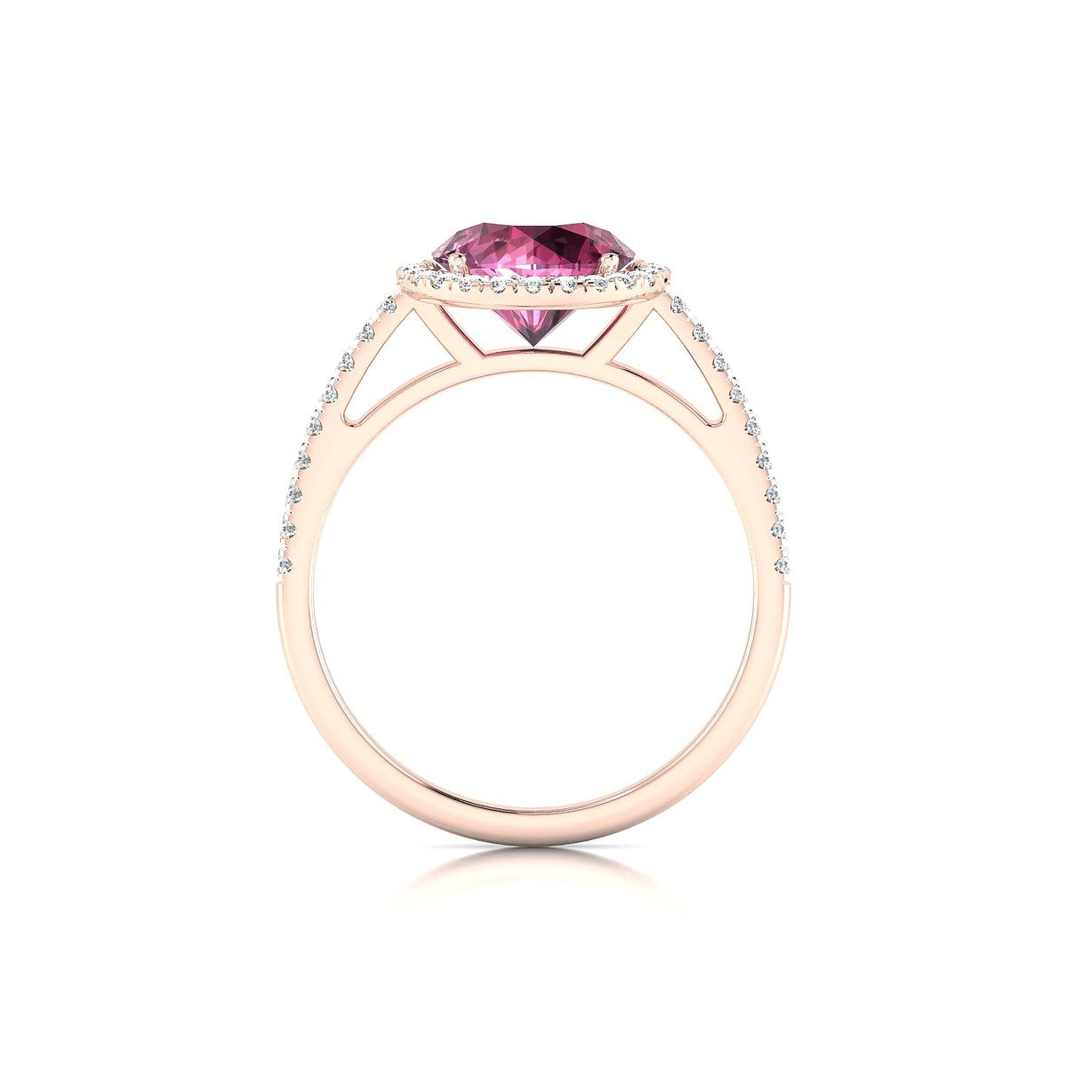Sunrise | 18k Rose Gold 8 mm Round Rhodolite Ring