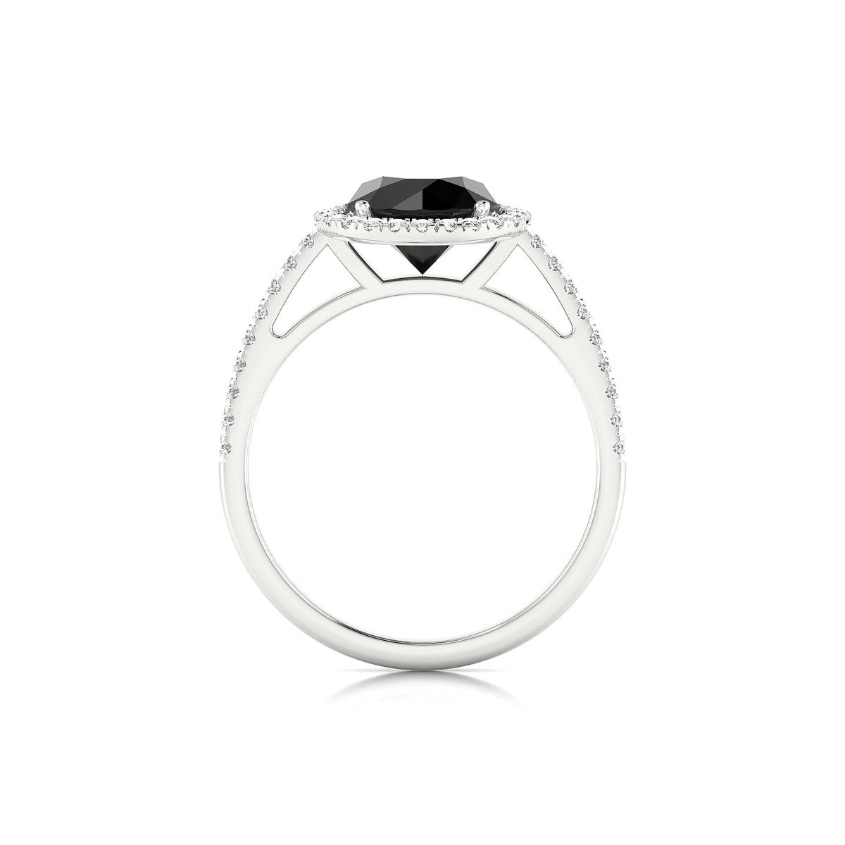 Sunrise | 18k White Gold 8 mm Round Black Diamond Ring