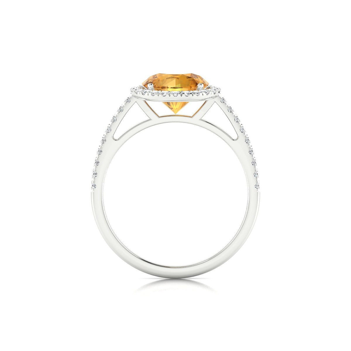 Sunrise | 18k White Gold 8 mm Round Citrine Ring