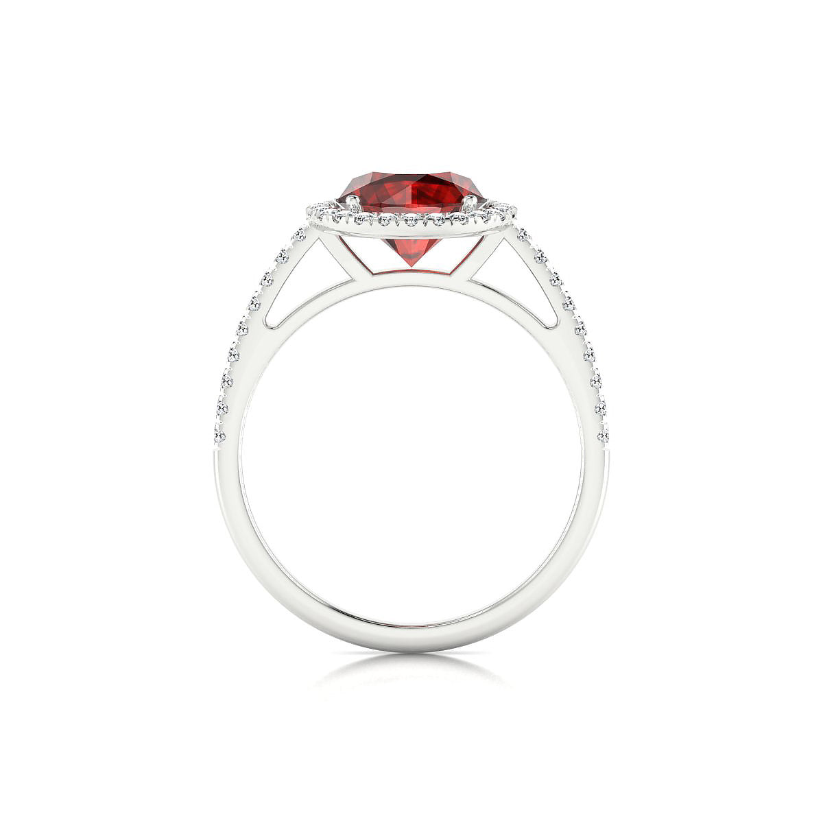 Sunrise | 18k White Gold 8 mm Round Garnet Ring
