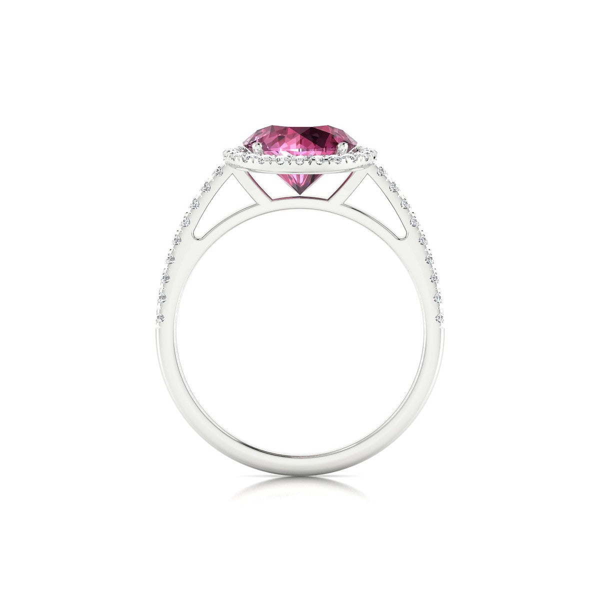 Sunrise | 18k White Gold 8 mm Round Rhodolite Ring