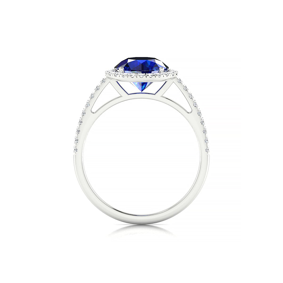 Sunrise | 18k White Gold 8 mm Round Sapphire Ring