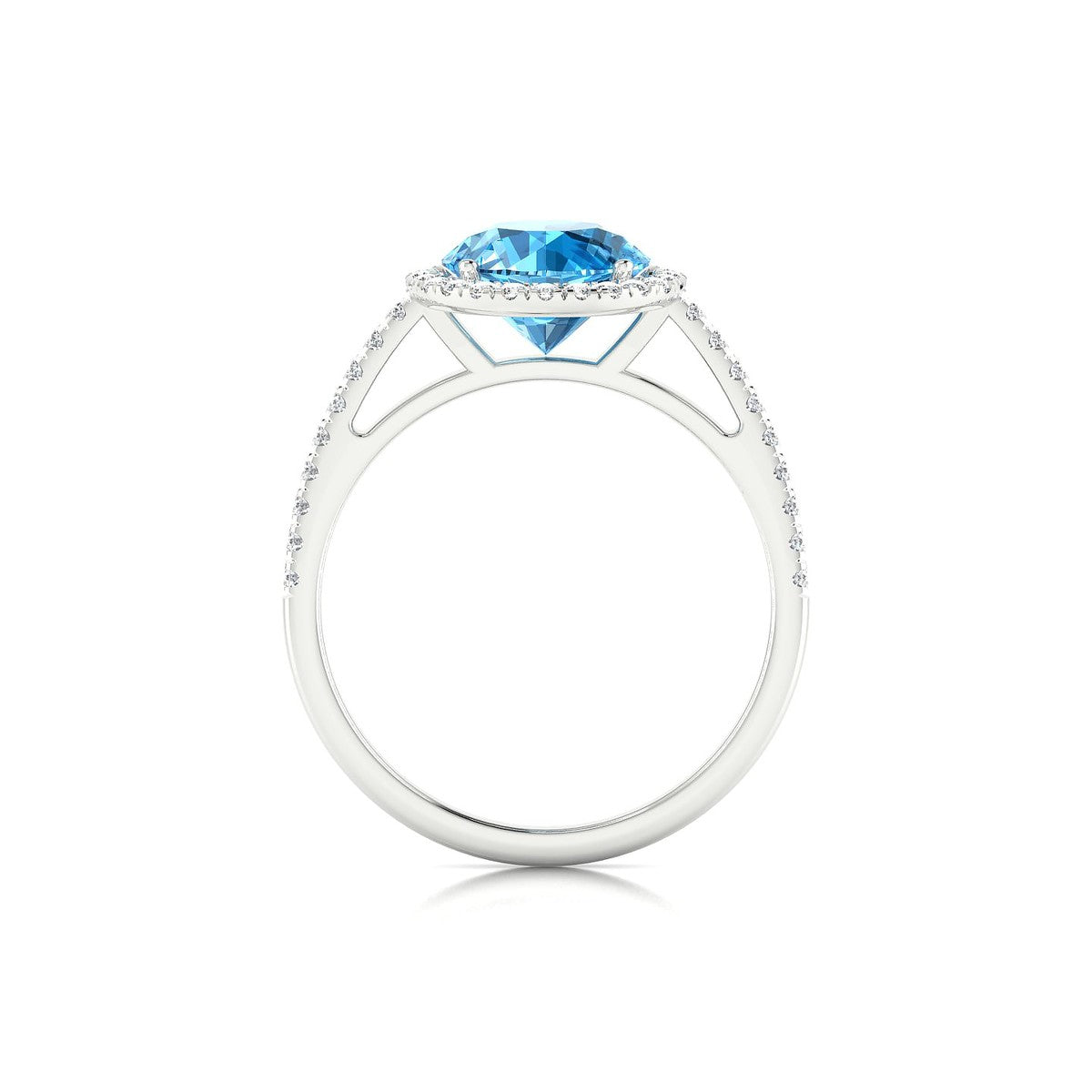 Sunrise | 18k White Gold 8 mm Round Topaz Ring